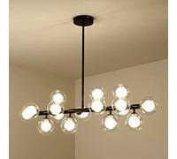 QHQQXN 16-Light Globe Sputnik Chandelier Black Large Chandeliers Pendant Lights Magic Bean Molecular Ceiling Hanging Lighting, Modern Linear Chandelier for Living Room Dining Room Farmhouse (Black)