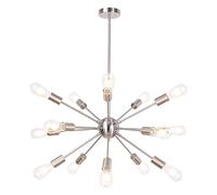 QHQQXN 18-Light Brushed Nickel Chandelier - Large Sputnik Pendant Lights Modern for Living Room - Mid Century Sputnik Light Fixture - Industrial Flush Mount Ceiling Lights - Ceiling Hanging Pendant