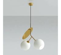 QHQQXN 2-Lights Modern Globe Chandelier Mid Century Pendant Light Cherry Shape Design, 7.48" Glass Shade Hanging Fixture,Chandelier