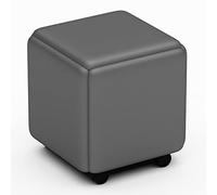 QHQQXN 5 in 1 Colorful PU Leather Seating Nesting Ottoman Cube with Swivel Casters Dark Gray Square Stackable Sofa Chair Stool Movable Footstool Dressing Chair for Living Room Bedroom
