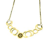 QHQQXN Accesorios para niñas Collar de Fase Lunar de brujería de Plata de Ley 925 para Mujer, Collar con Colgante de Luna Triple, Amuleto de Sello de Lilith, Collar de Luna Creciente Encerada de