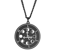 QHQQXN Accesorios para niñas Collar de Fase Lunar de brujería de Plata de Ley 925 para Mujer, Collar con Colgante de Luna Triple, Amuleto de Sello de Lilith, Collar de Luna Creciente Encerada de