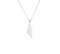 QHQQXN Accesorios para niñas Collar de Israel, Plata de Ley 925 Collar con Colgante de Mapa de Palestina de Israel Collares de Cadena de geografía del país para Mujeres Regalo de joyería al por Mayor