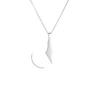 QHQQXN Accesorios para niñas Collar de Israel, Plata de Ley 925 Collar con Colgante de Mapa de Palestina de Israel Collares de Cadena de geografía del país para Mujeres Regalo de joyería al por Mayor