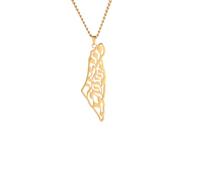 QHQQXN Accesorios para niñas Collar de Israel, Plata de Ley 925 Collar con Colgante de Mapa de Palestina de Israel Collares de Cadena de geografía del país para Mujeres Regalo de joyería al por Mayor