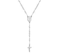 QHQQXN Accesorios para niñas Collar de Rosario religioso de Plata de Ley 925 para Mujeres y Hombres - Rosarios católicos escapularios Largos Cuentas para Hombre Collares con Colgante Cristiano Regalo