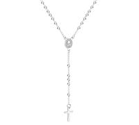 QHQQXN Accesorios para niñas Collar de Rosario religioso de Plata de Ley 925 para Mujeres y Hombres - Rosarios católicos escapularios Largos Cuentas para Hombre Collares con Colgante Cristiano Regalo
