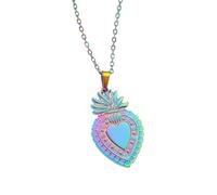 QHQQXN Accesorios para niñas Collar del Sagrado Corazón Católico Cristiano Gótico de Plata de Ley 925 para Mujeres Hombres, Collar del Sagrado Corazón de Jesús - Colgante Vintage del Sagrado Corazón,