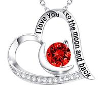 QHQQXN Accesorios para niñas Regalos de cumpleaños para Ella Collar con Te Amo hasta la Luna y la Espalda Plata de Ley 925 Joyas con Piedras natales de septiembre y Octubre Colgante en Forma de