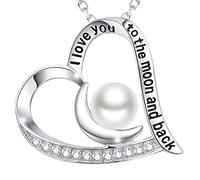 QHQQXN Accesorios para niñas Regalos de cumpleaños para Ella Collar con Te Amo hasta la Luna y la Espalda Plata de Ley 925 Joyas con Piedras natales de septiembre y Octubre Colgante en Forma de