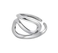 QHQQXN Anillo abierto ajustable con declaración trenzada regular para mujer, chapado en plata, geométrico, lineal, abstracto, abrazo expandible, ajuste cómodo, moda de nacimiento, día festivo, joyería