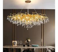 QHQQXN Bedroom Ceiling Lights Crystal Chandeliers, Luxury Gold Tree Branch Chandelier Hanging Light Fixtures, RaindropFor Dining Rooming Room,Rectangular 80Cm