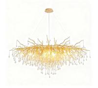 QHQQXN Bedroom Ceiling Lights Crystal Rectangular Chandelier, Tree Branch Raindrop Crystal Chandelier Light Fixtures Large Kitchen Island Hanging Light Fixture For Living Room,