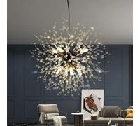 QHQQXN Bedroom Ceiling Lights CrystalFirework, Crystal Light Fixture, Dandelion Chandelier For Living Room Dining Room Foyer Hallway Entryway KitchenBlack,12Light
