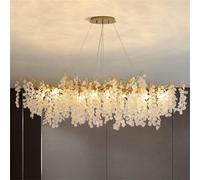 QHQQXN Bedroom Ceiling Lights CrystalFor Dining Room, L120Cm Rectangle Gold Tree Branches Chandeliers, Large Crystal Chandelier Over Table For Living Room,High Ceiling,Foyer,Ent