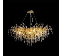 QHQQXN Bedroom Ceiling Lights Frosted Tree Branch Crystal Chandelier, Gold High Ceiling Pendant Light - Ideal Hanging Fixture For Dining Room Table, Kitchen Island & Living Room