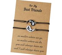 QHQQXN Best Friend BFF Pulsera Yin y Yang Pulsera Ajustable Aceite de Goteo étnico Tai Chi Bagua Pescado Amistad Pareja Pulsera Joyería Tejida a Mano para Amigos