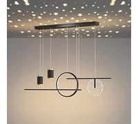 QHQQXN Black Chandelier Lighting 41W Dimmable Dining Room Chandelier Ceiling Light with LED Ring & Classic Starry Sky Design, Modern Linear Hanging Light for Bedroom Living Dining Room (Black)
