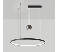 QHQQXN Black Copper Hanging Lamp with Silicone Shade, Ring Ceiling Pendant Light, Modern 32W LED Brass Suspension Lamps,3 Color Mode,Chandeliers LWX