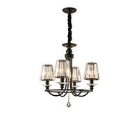 QHQQXN Black Industrial Crystal Chandelier,Luxury Modern Iron Crystal Pendant Lighting E14 Adjustable Ceiling Lights For Living Room Dining Room Bedroom-Black 85 * 60cm
