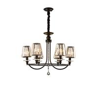 QHQQXN Black Industrial Crystal Chandelier,Luxury Modern Iron Crystal Pendant Lighting E14 Adjustable Ceiling Lights For Living Room Dining Room Bedroom-Black 85 * 60cm