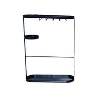 QHQQXN Black Oval Metal Umbrella Stand Rack with Hooks & Drip Tray Indoor Hallway Entrance Umbrella Holder (34 * 14 * 55cm)