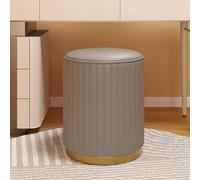 QHQQXN Blue Velvet Ottoman with Gold Plating Base for Living Room Bedroom or Shop Round Sponge Vanity Stool Chair for Foot Rest Upholstered Non Storage 13 * 16.5in