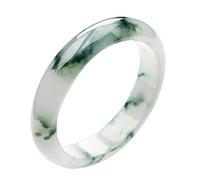 QHQQXN Brazalete de Jade con Flor Verde Flotante y Fondo Blanco para Mujer, brazaletes de Jade con Barra Redonda para Mujer, para mamá, Novia, con joyero, 54-64 mm (58 mm)
