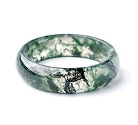 QHQQXN Brazalete de Jade de ágata de Hierba de Agua Natural de Grado A para Mujer Pulsera de Jade Verde Elegante China clásica, con joyero, 56-64 mm (60 mm)