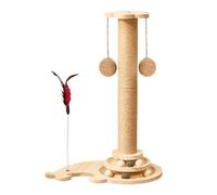 QHQQXN Cat Scratcher Post | Nail Sharpener Pole for Cats 4-in-1 Pet Scratching Post Interactive Mental Physical Exercise Toy for Indoor Kittens