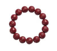 QHQQXN CCXXYGWJ Cuentas de oración Collar de Perlas Pulsera Pulsera de Cuentas de oración Budista Pulsera de la Verdad de Cinabrio Natural Seis Palabras Feng Shui Riqueza Pulsera de Paz auspiciosa