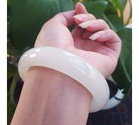 QHQQXN CCXXYGWJ Pulsera China Brazalete De Jade Moda Pulsera De Jade Blanco Afgano Natural Pulsera De Jade Gruesa Ensanchada 64 Mm