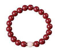 QHQQXN CCXXYGWJ Pulsera Panzhu, Rosario Budista, Cuentas de Rosario, Pulsera de Cinabrio Natural, Pulsera Feng Shui, Cinabrio de Cristal, Pulsera de Cuentas auspiciosas, Talismán del año de Nacimiento