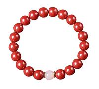 QHQQXN CCXXYGWJ Pulsera Panzhu, Rosario Budista, Cuentas de Rosario, Pulsera de Cinabrio Natural, Pulsera Feng Shui, Cinabrio de Cristal, Pulsera de Cuentas auspiciosas, Talismán del año de Nacimiento