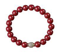 QHQQXN CCXXYGWJ Pulsera Panzhu, Rosario Budista, Cuentas de Rosario, Pulsera de Cinabrio Natural, Pulsera Feng Shui, Cinabrio de Cristal, Pulsera de Cuentas auspiciosas, Talismán del año de Nacimiento
