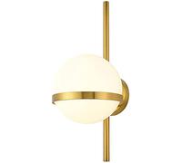 QHQQXN Chandelier Gold Indoor Wall Lights Modern LED Wall Lamp Fixture Wall Sconces with Frosted Glass Circular Design Globe Shades Compatible with Bedside Bedroom Indoor Doorway Living Room (Color