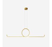 QHQQXN Chandelier, Led Dimmable Pendant Light Minimalist Brass Strip Chandelier Modern Home Dining Table Suspended Light Fixture Indoor Living Room Bedroom Ceiling Hanging Lamp-Brass-B LWX