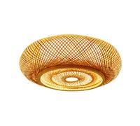 QHQQXN Chandelier LED Flush Mount Ceiling Light Simple Round Bamboo Weaving Hanging Light E27 Hand-Woven Rattan Ceiling Lamp.(M)