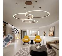 QHQQXN Chandelier LED Pendant Light Creative Circle Pendant Lamp Ceiling Lights Dimmable with Remote Control Height Adjustable Ceiling Pendant Bedroom Living Room Kitchen s,White,3ring40+60+80cm SM