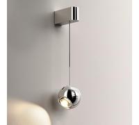 QHQQXN Chandelier LED Wall Lighting Retractable Bedside Wall Mount Lamp with Clear Glass Shade, 3 Color Mode Aluminum Home Decor.(B)