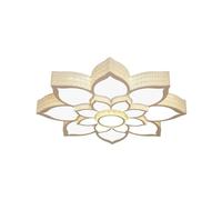 QHQQXN Chandelier Lotus Shape Large LED Flush Mount Ceiling Light Tri-Color Dimming Hollow Iron Frame Lamp Body Lighting.(L)