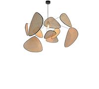 QHQQXN Chandelier Pendant Lights Living Room Studio Kitchen Wood Lamp Shades s Creative Leaf Grid Rural Hand Made Lamp (Lampshade Color : Silver)