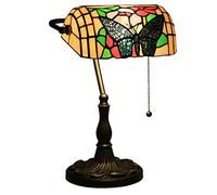 QHQQXN Chandelier Retro Classic Lamp, Lamp with Pull Chain Switch,Glass Table Lamp Art Deco Lamps, Reading Lamps for Bedside Table, Butterfly Small Gift