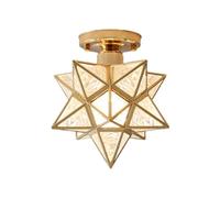 QHQQXN Chandelier Retro Style Ceiling Lamp Pentagram Shape Semi Flush Mount Ceiling Light Triangular PVC Highly Transparent Lamp Shade.(Gold)
