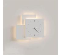 QHQQXN Chandelier White Wall Sconce LED Wall Light Nordic Wall Lamp Indoor Art Deco Wall Clock, Geometric Wall Mount Lighting Fixture(3000K,Square)