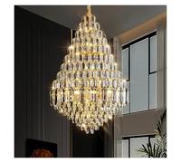 QHQQXN Chandeliers Crystal Ceiling Light Duplex Building Large Villa Luxury Style Middle Floor Living Room Lamp Staircase Decoration(D80Cm)