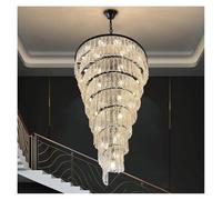 QHQQXN Chandeliers Crystal Ceiling Light Glass Staircase Led Black Indoor Lighting Creative Design Home Decor Lamp Luxury Large Lobby Round Lustre(Dia60Xh100Cm)