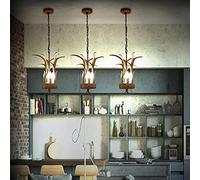 QHQQXN Chandeliers Rustic Candle Chandelier Resin Antler Pendant Light Hanging for Farmhouse Kitchen Island (3 Light)