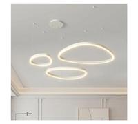QHQQXN Circle Rings LED Pendant Chandeliers Home Lighting Ceiling Mounted Living Room Bedroom Hanging Lamps Black White Fixtures Chandelier(1Ring Black 50cm) LWX