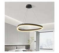 QHQQXN Circle Rings LED Pendant Chandeliers Home Lighting Ceiling Mounted Living Room Bedroom Hanging Lamps Black White Fixtures Chandelier(1Ring Black 50cm) LWX